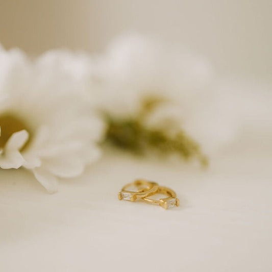 Sophie Baguette Diamond Mini Hoops - elizabeth + Bern
