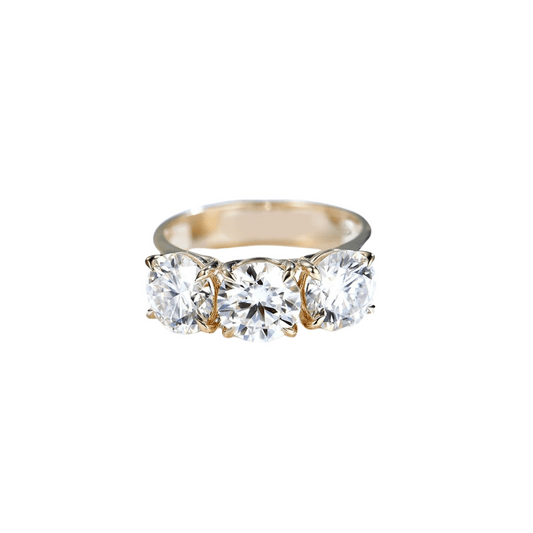 6.0ctw Three Stone Round Cut Moissanite Engagement Ring