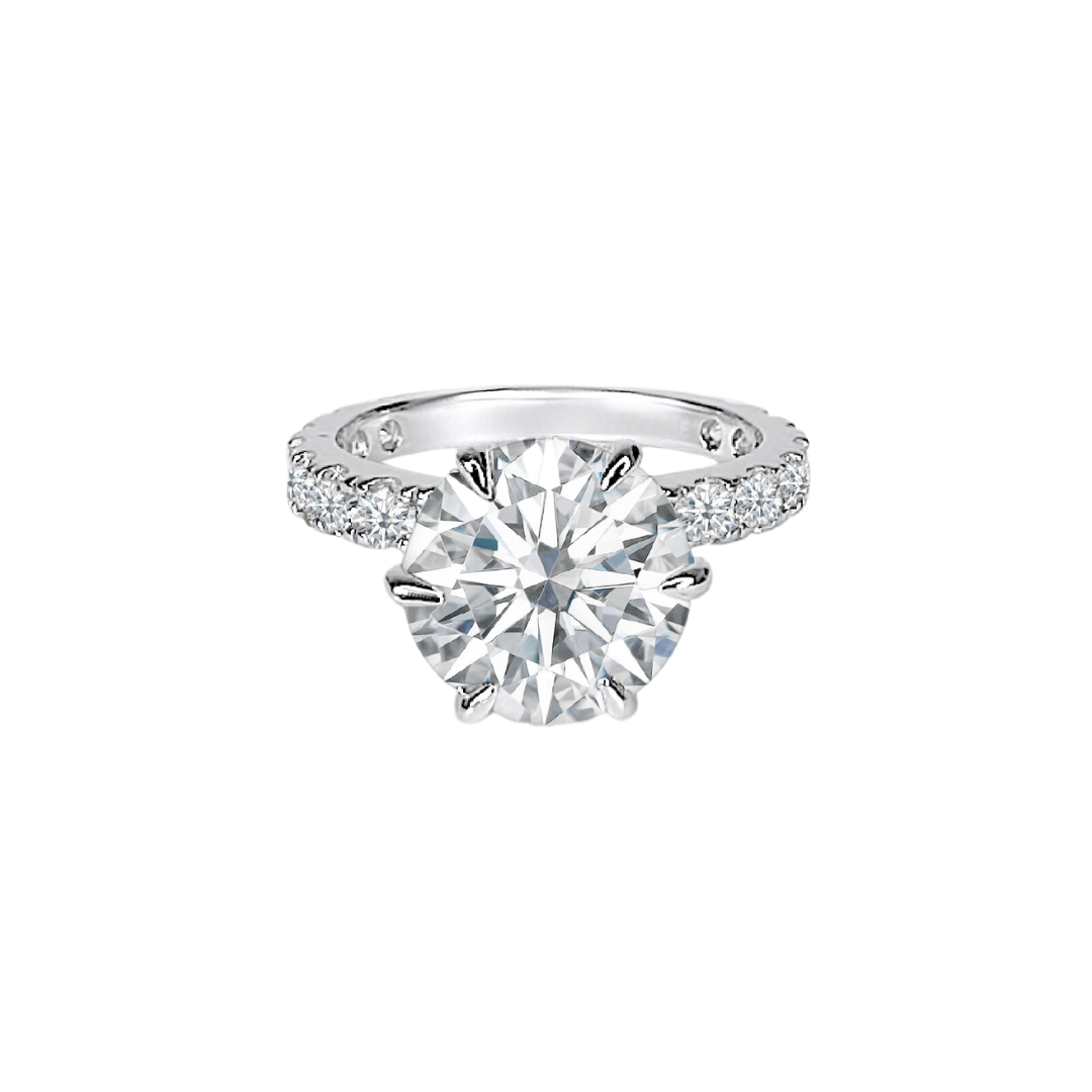 3.5ct Round Cut Moissanite Double Hidden Halo Engagement Ring - elizabeth + Bern
