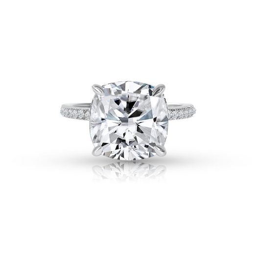 4.0ct Cushion Cut Moissanite Diamond Double Hidden Halo Engagement Ring - elizabeth + Bern