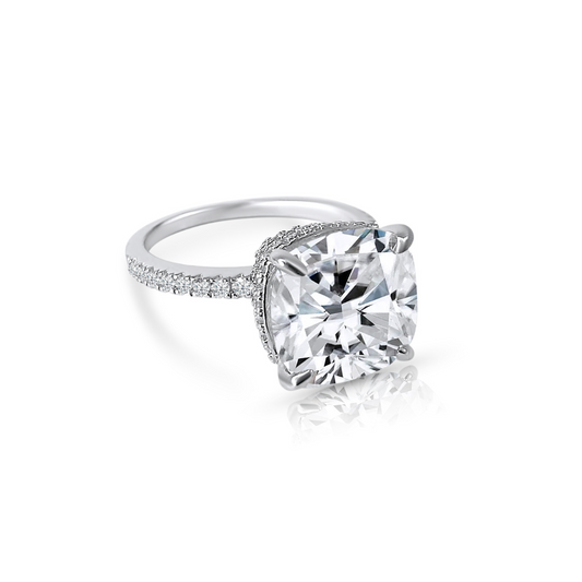 eautiful 4.0ct cushion cut moissanite engagement ring with double hidden halo lab diamonds in prong setting - elizabeth + Bern