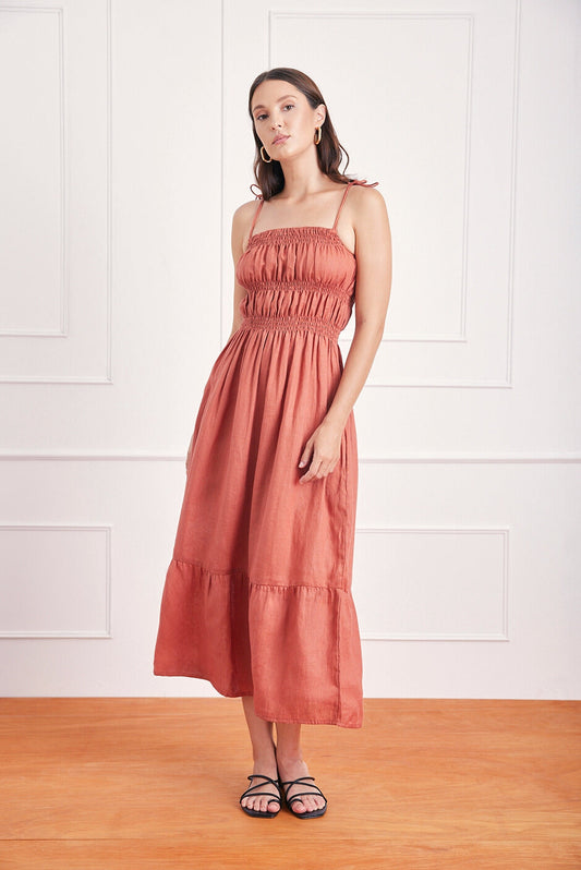 Emilia Midi Dress in Terracotta - elizabeth + Bern