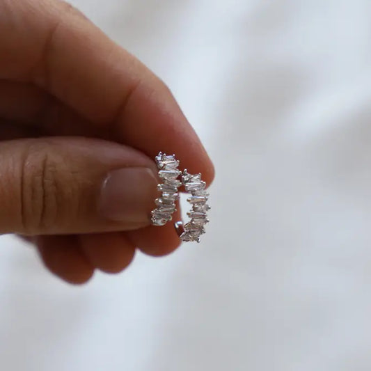 TAPERED BAGUETTE CZ HOOPS - elizabeth + Bern