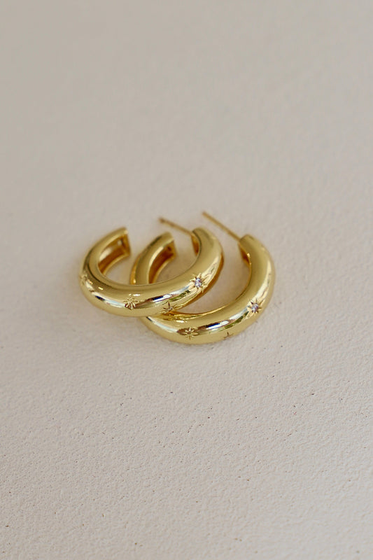 MEREDITH CZ STAR THICK HOOP - elizabeth + Bern
