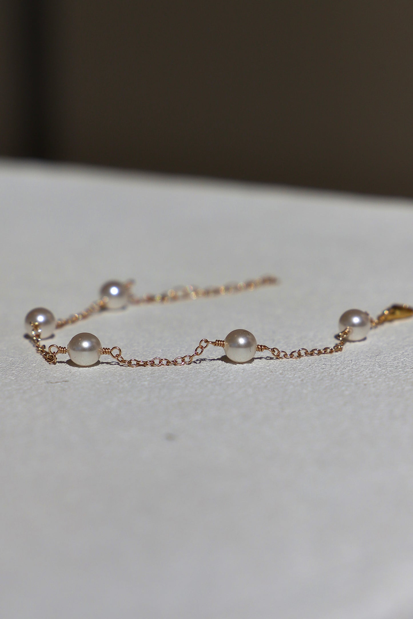 GOLD PEARL STATION BRACELET - elizabeth + Bern