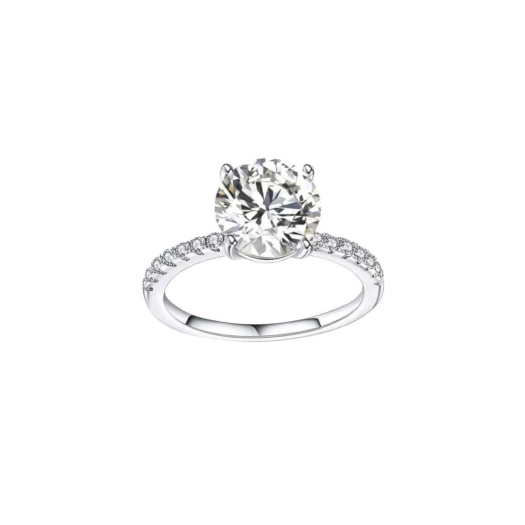 3.0ct Round Cut Moissanite Accented Engagement Ring - elizabeth + Bern