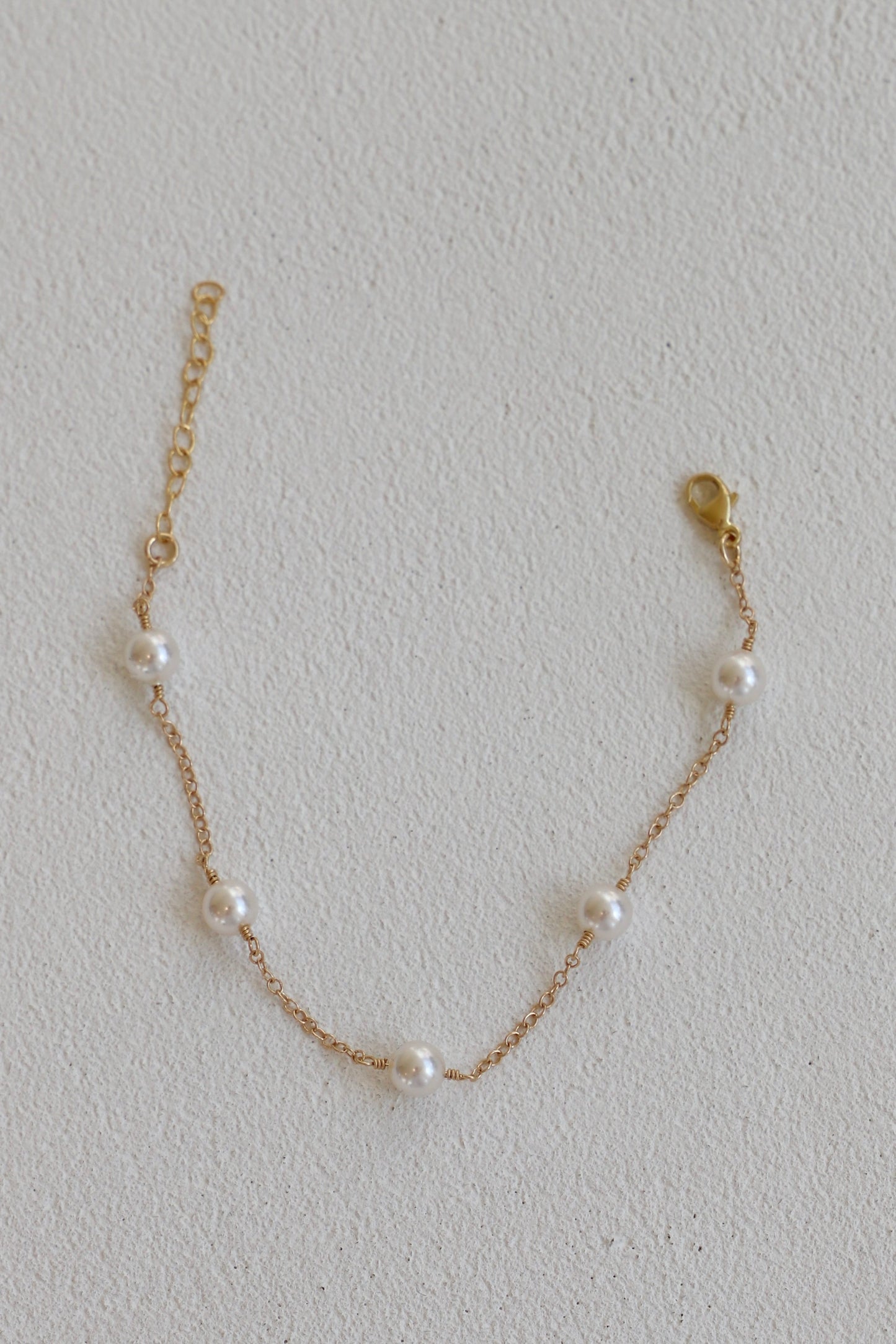 GOLD PEARL STATION BRACELET - elizabeth + Bern