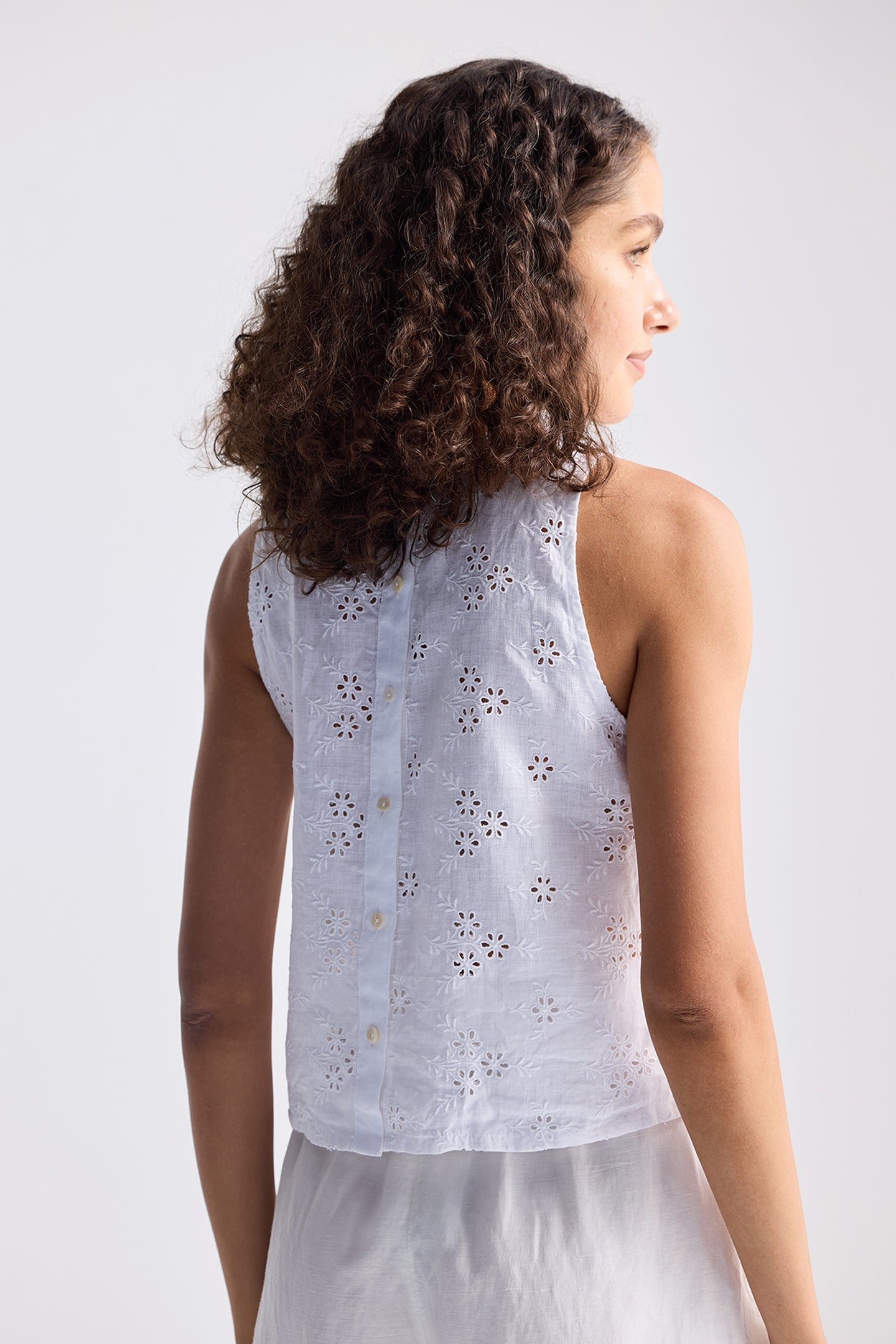 Button Back Embroidered Crop Top - elizabeth + Bern