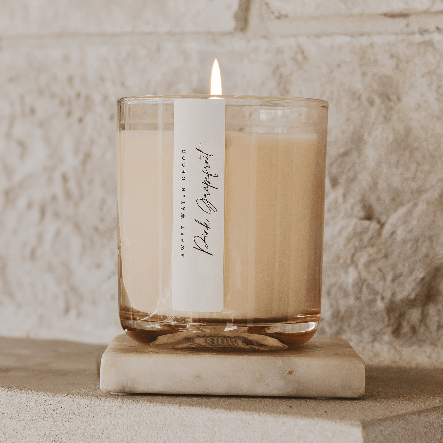 Pink Grapefruit Soy Candle - Tinted Glass Jar - 12 oz - elizabeth + Bern