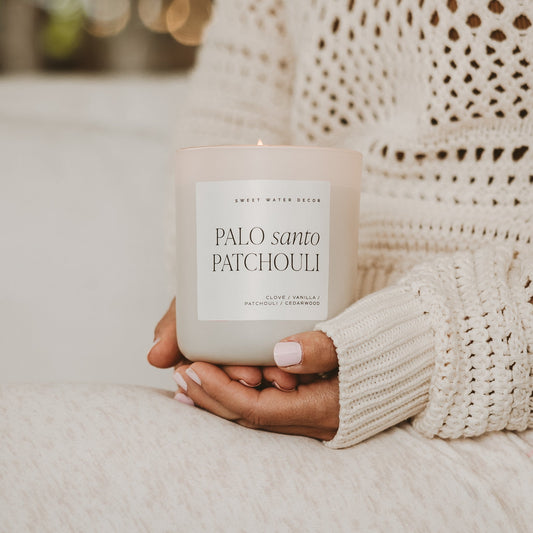 Palo Santo Patchouli Soy Candle - Tan Matte Jar - 15 oz - elizabeth + Bern