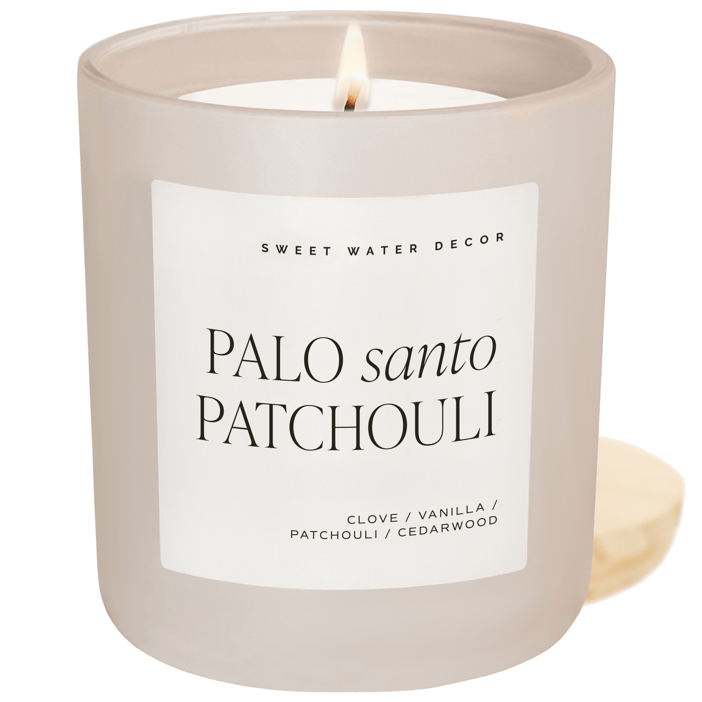 Palo Santo Patchouli Soy Candle - Tan Matte Jar - 15 oz - elizabeth + Bern