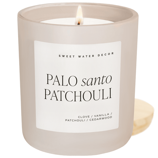 Palo Santo Patchouli Soy Candle - Tan Matte Jar - 15 oz - elizabeth + Bern