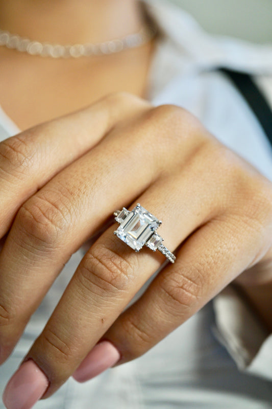 2.5ct Emerald Cut Moissanite Engagement Ring - elizabeth + Bern