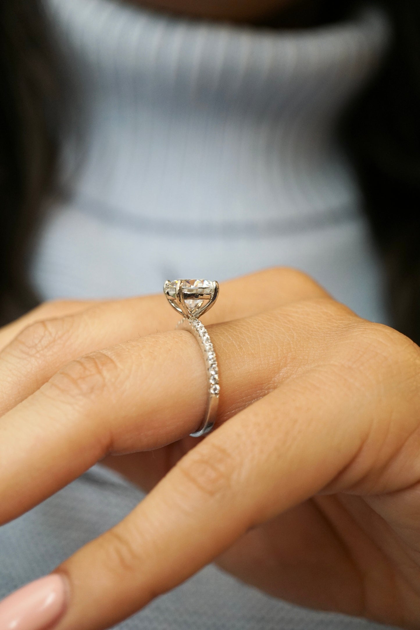 3.0ct Round Cut Moissanite Accented Engagement Ring - elizabeth + Bern