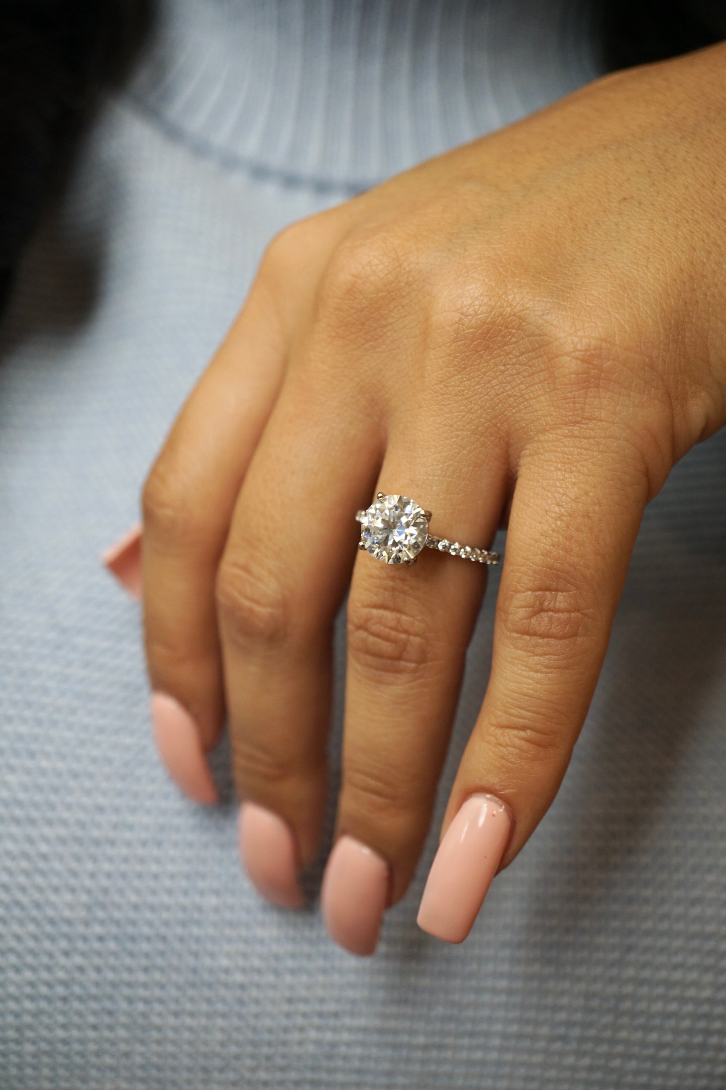 3.0ct Round Cut Moissanite Accented Engagement Ring - elizabeth + Bern