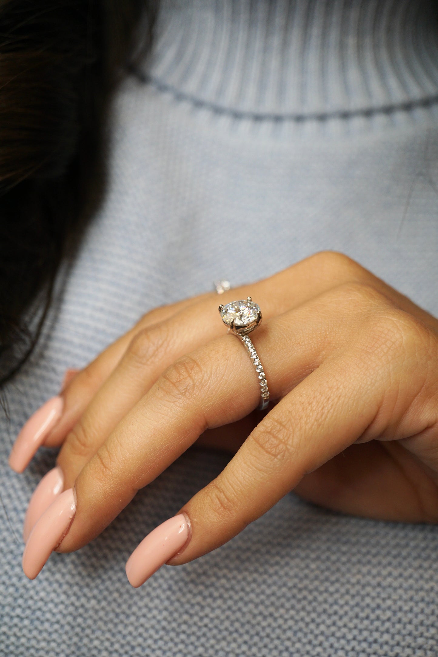 3.0ct Round Cut Moissanite Accented Engagement Ring - elizabeth + Bern