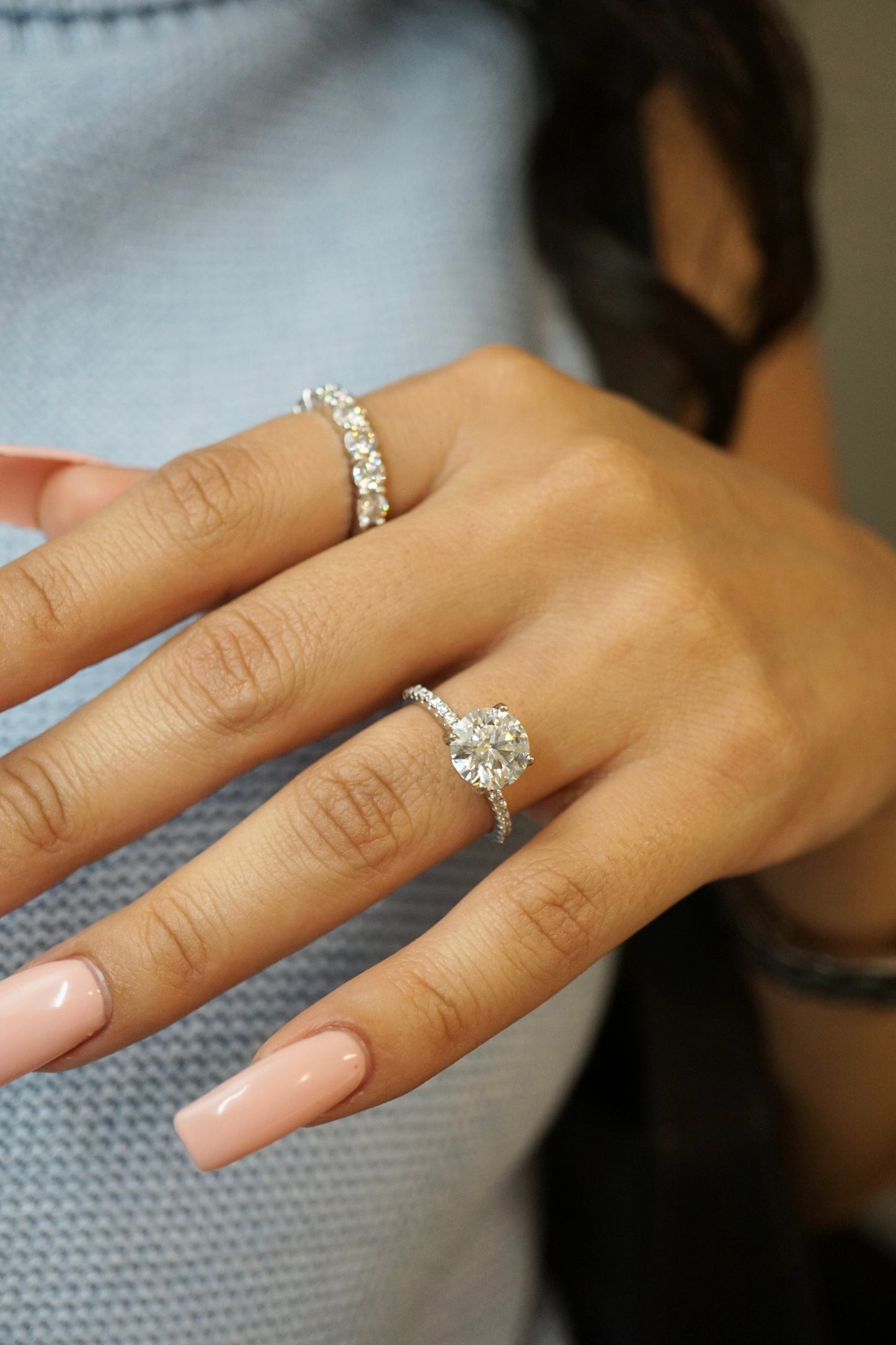 3.0ct Round Cut Moissanite Accented Engagement Ring - elizabeth + Bern