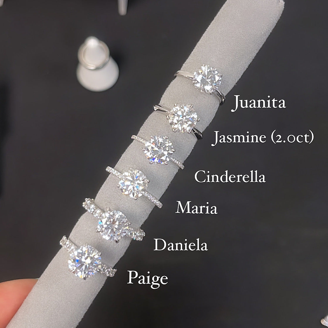 3.0ct Round Cut Moissanite Accented Engagement Ring - elizabeth + Bern