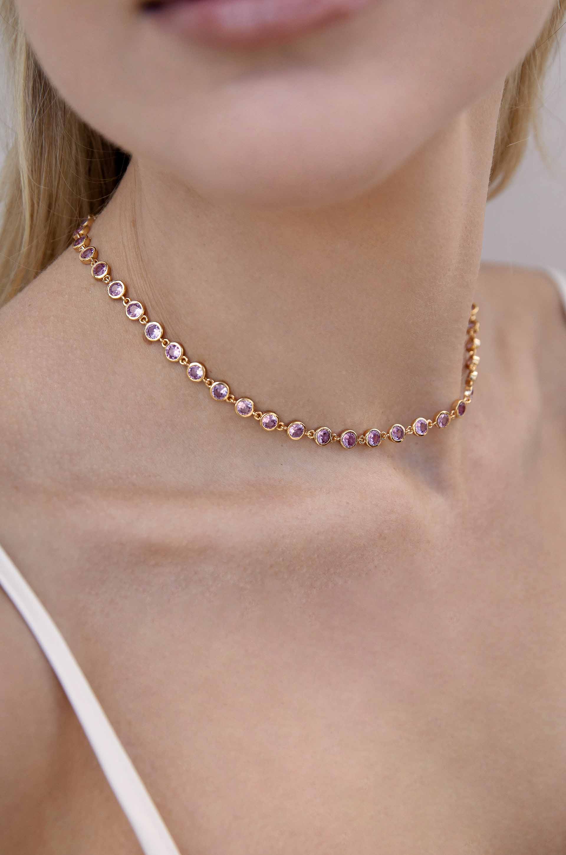 Crystal Disc and Link Necklace - elizabeth + Bern