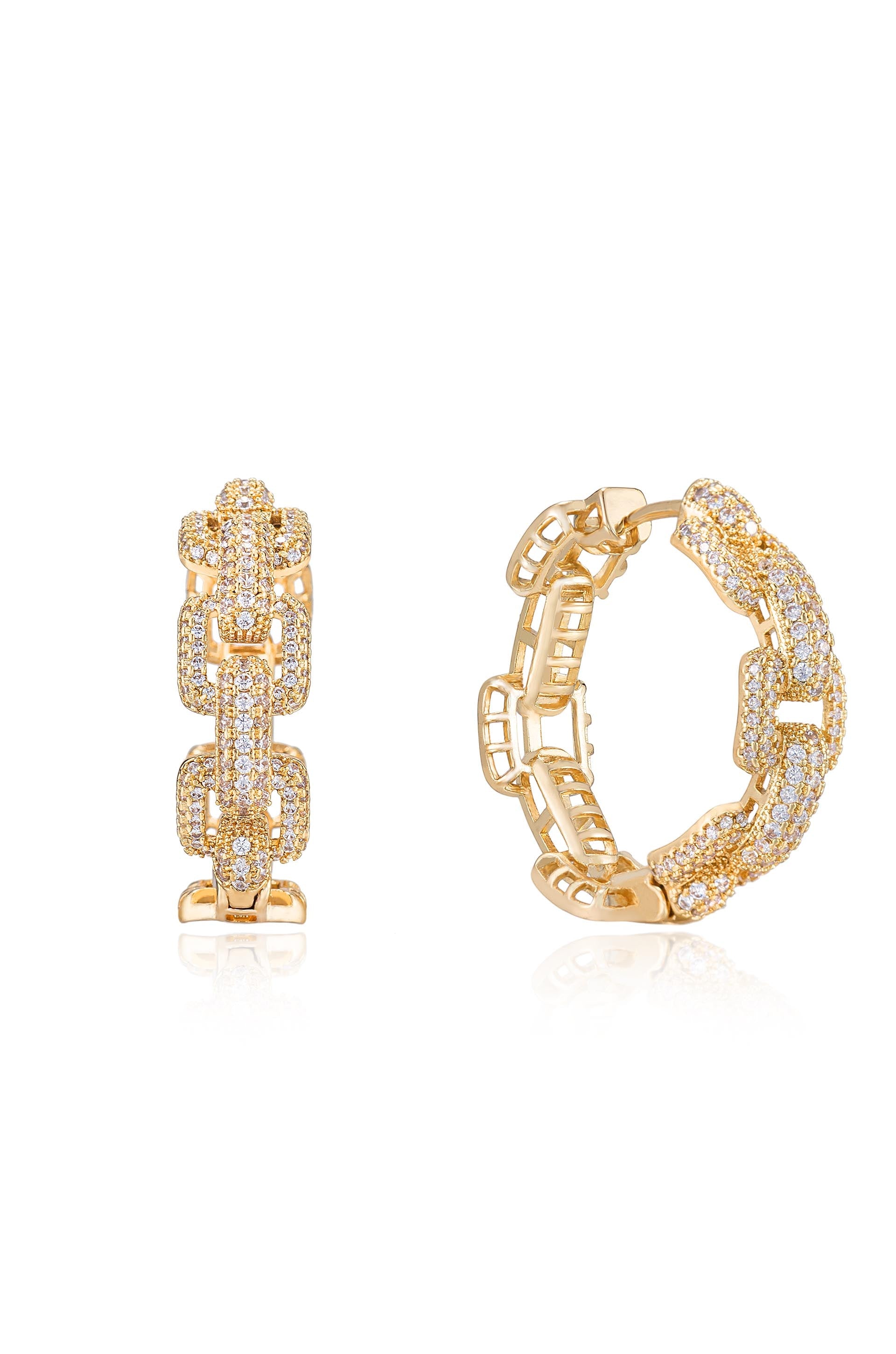 Crystal Chain Link Hoops - elizabeth + Bern