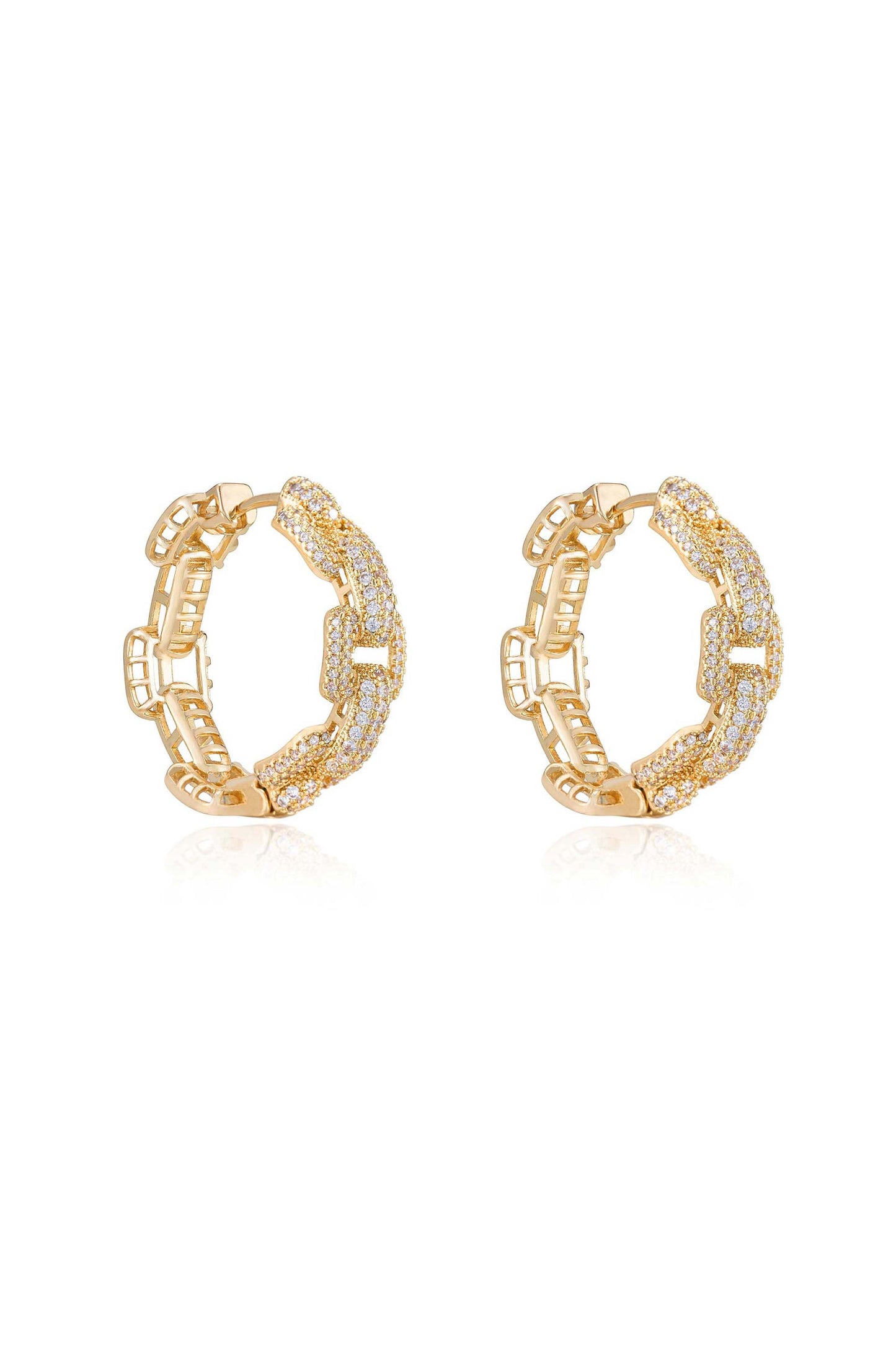 Crystal Chain Link Hoops - elizabeth + Bern