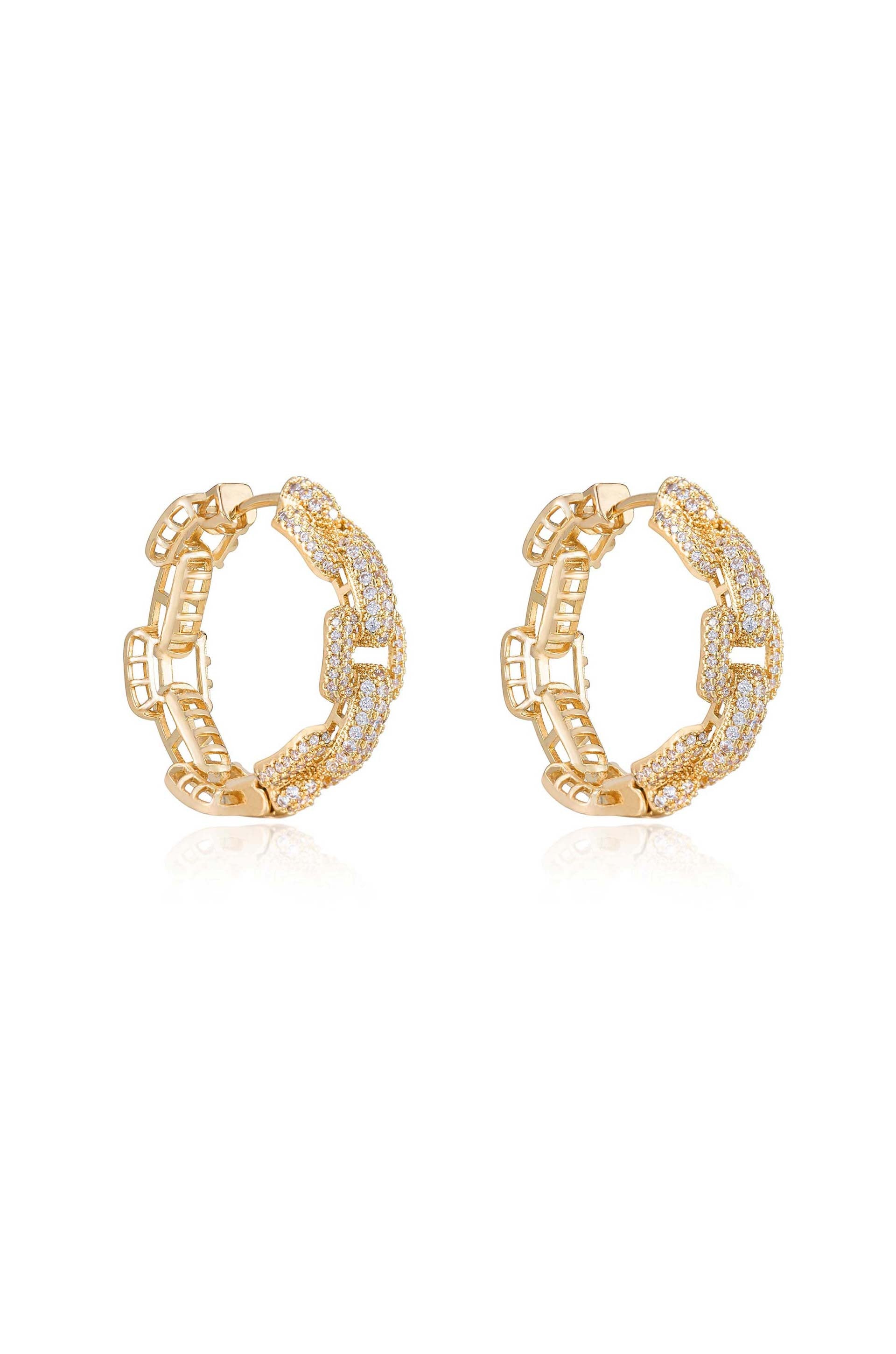 Crystal Chain Link Hoops - elizabeth + Bern