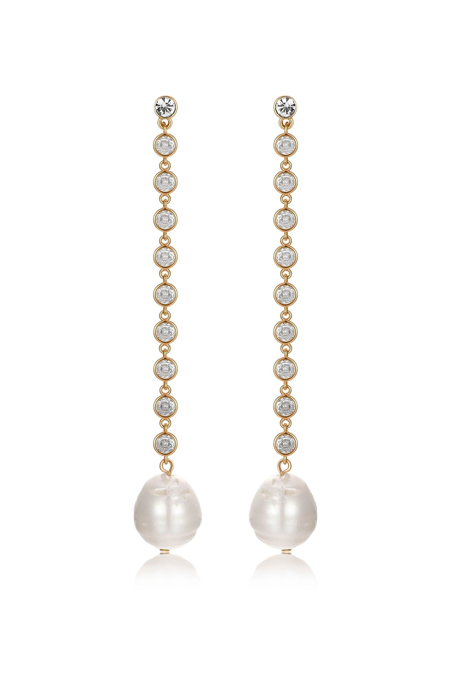 Crystal Chain Pearl Drop Earrings - elizabeth + Bern