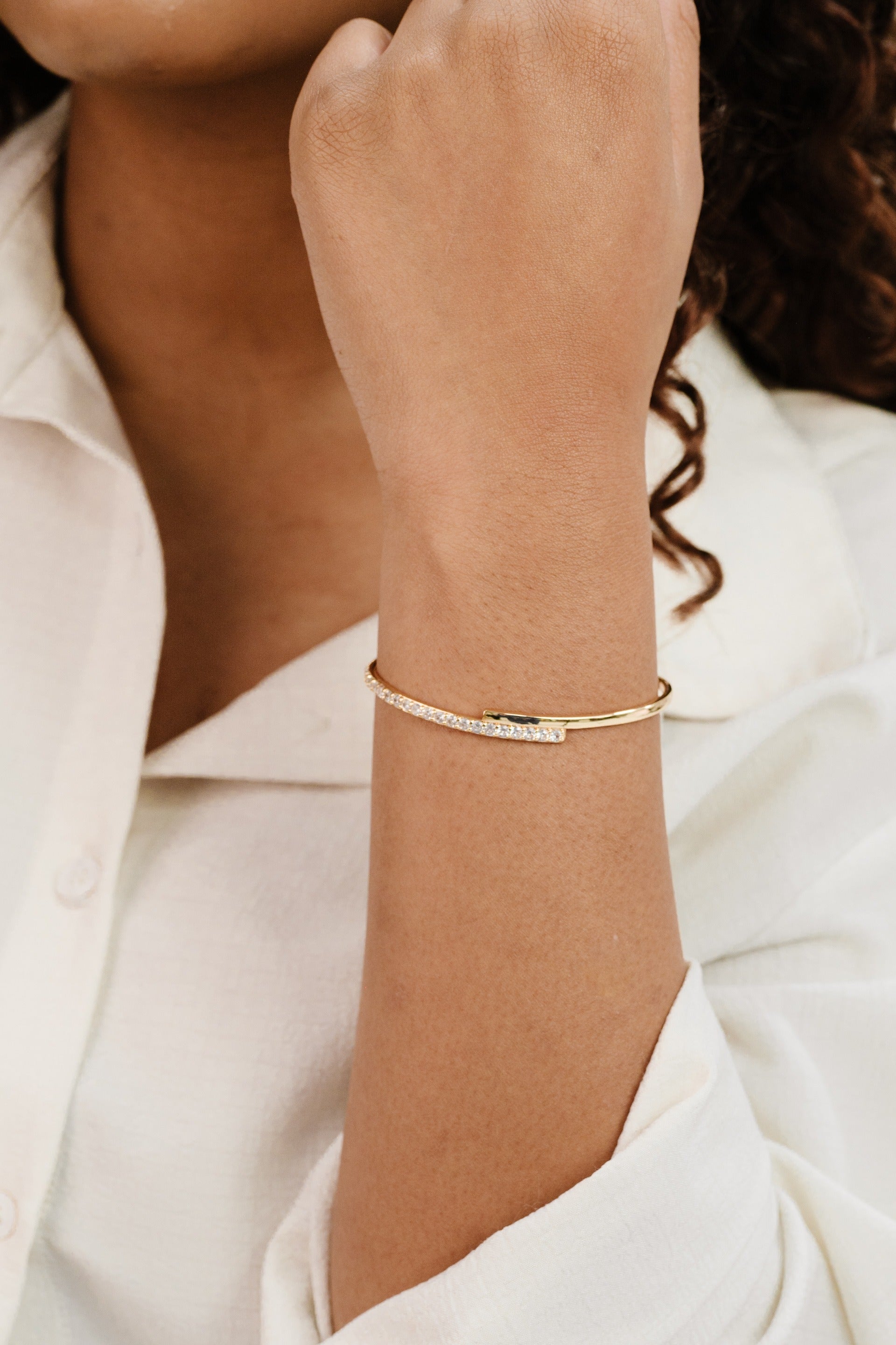 Half Classic Half Sparkle Bracelet Cuff - elizabeth + Bern