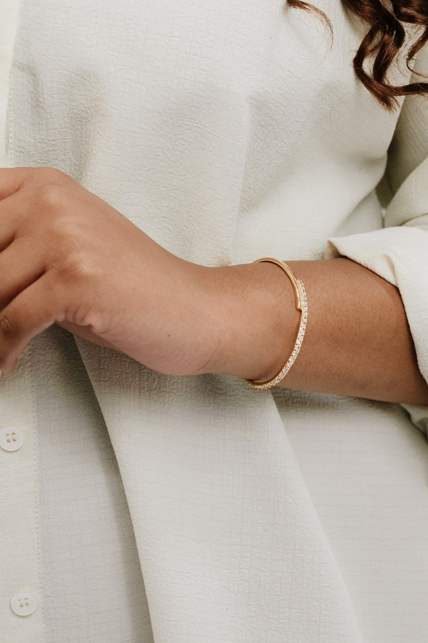 Half Classic Half Sparkle Bracelet Cuff - elizabeth + Bern