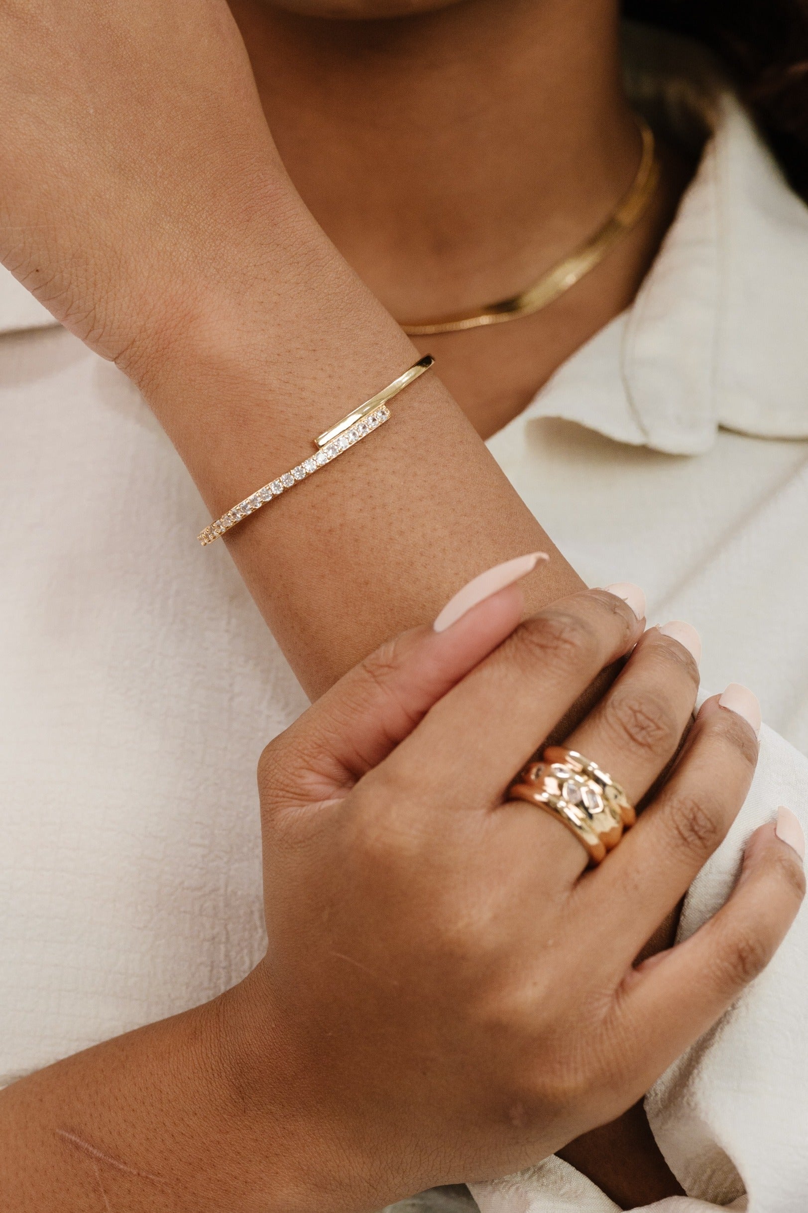 Half Classic Half Sparkle Bracelet Cuff - elizabeth + Bern