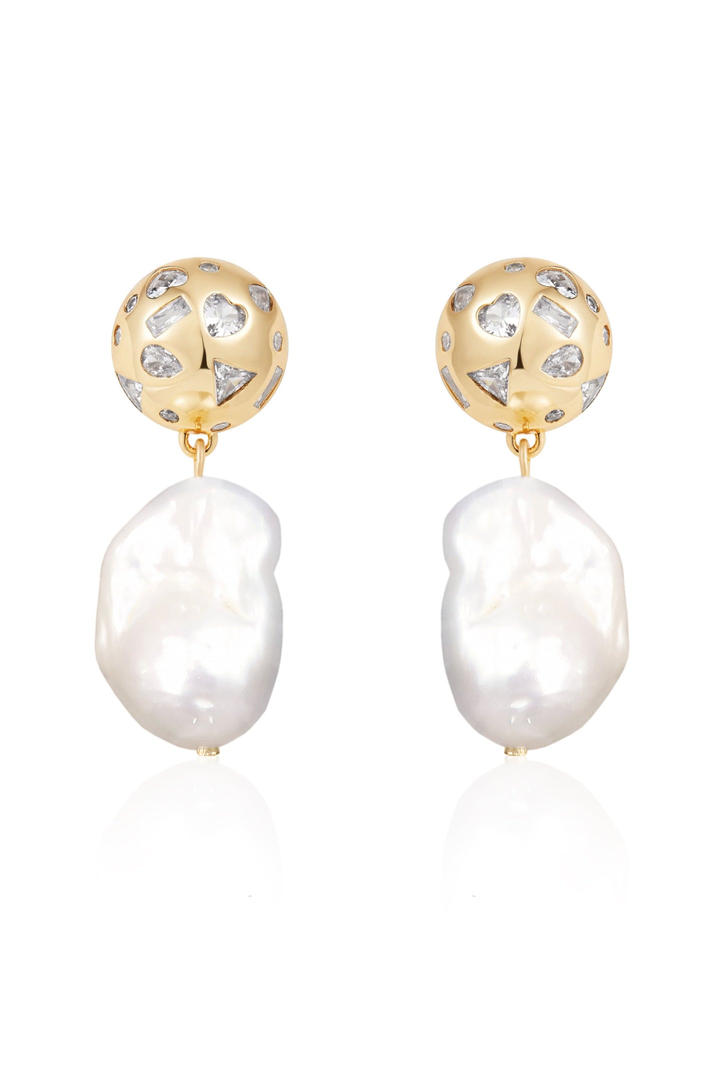 Bezel Ball Drop Pearl Earrings - elizabeth + Bern
