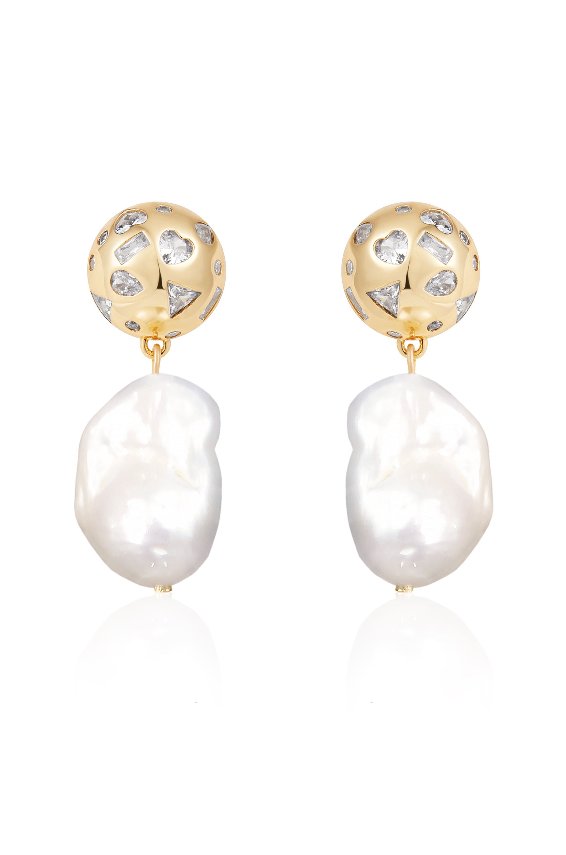 Bezel Ball Drop Pearl Earrings - elizabeth + Bern