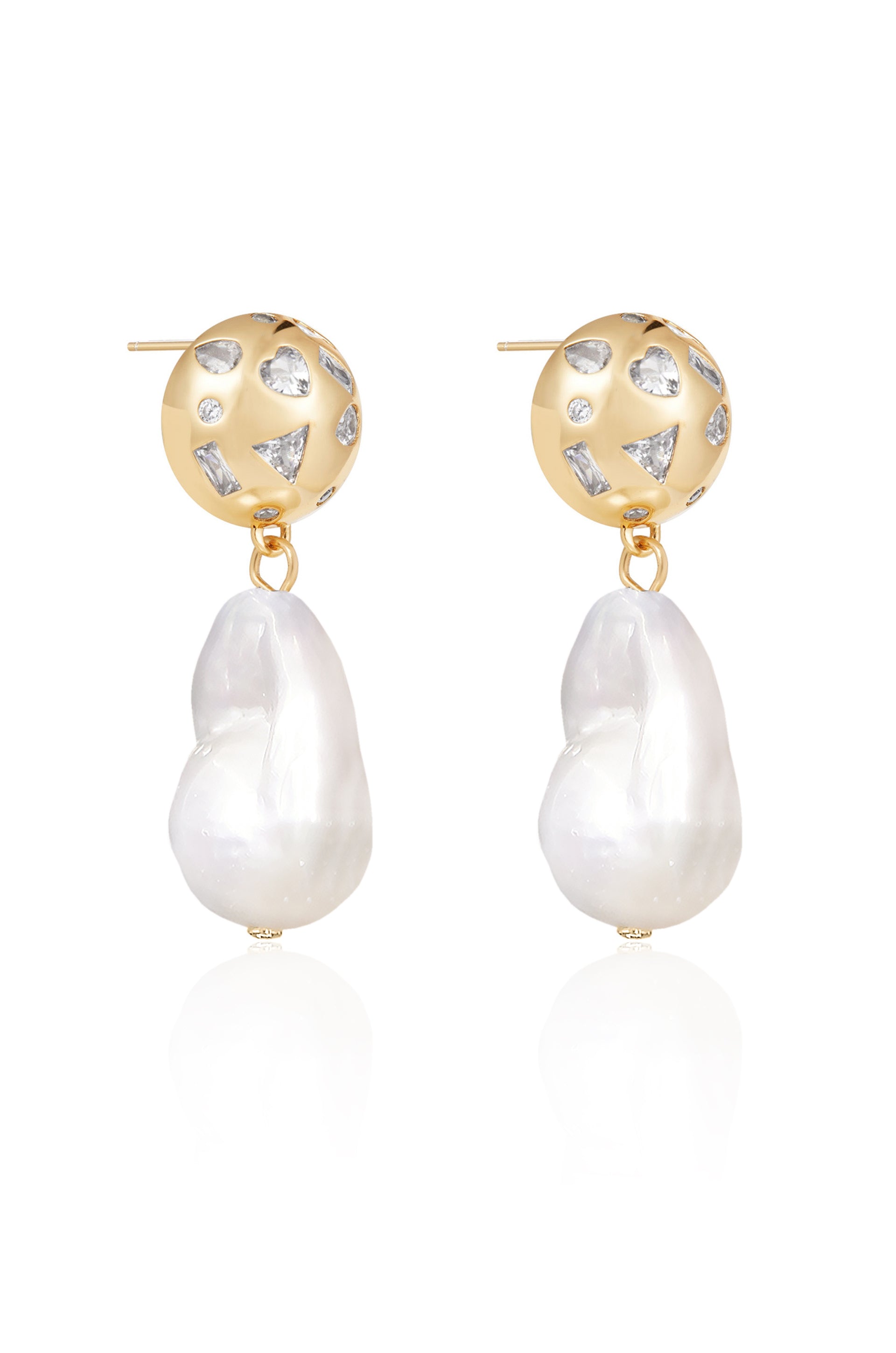Bezel Ball Drop Pearl Earrings - elizabeth + Bern