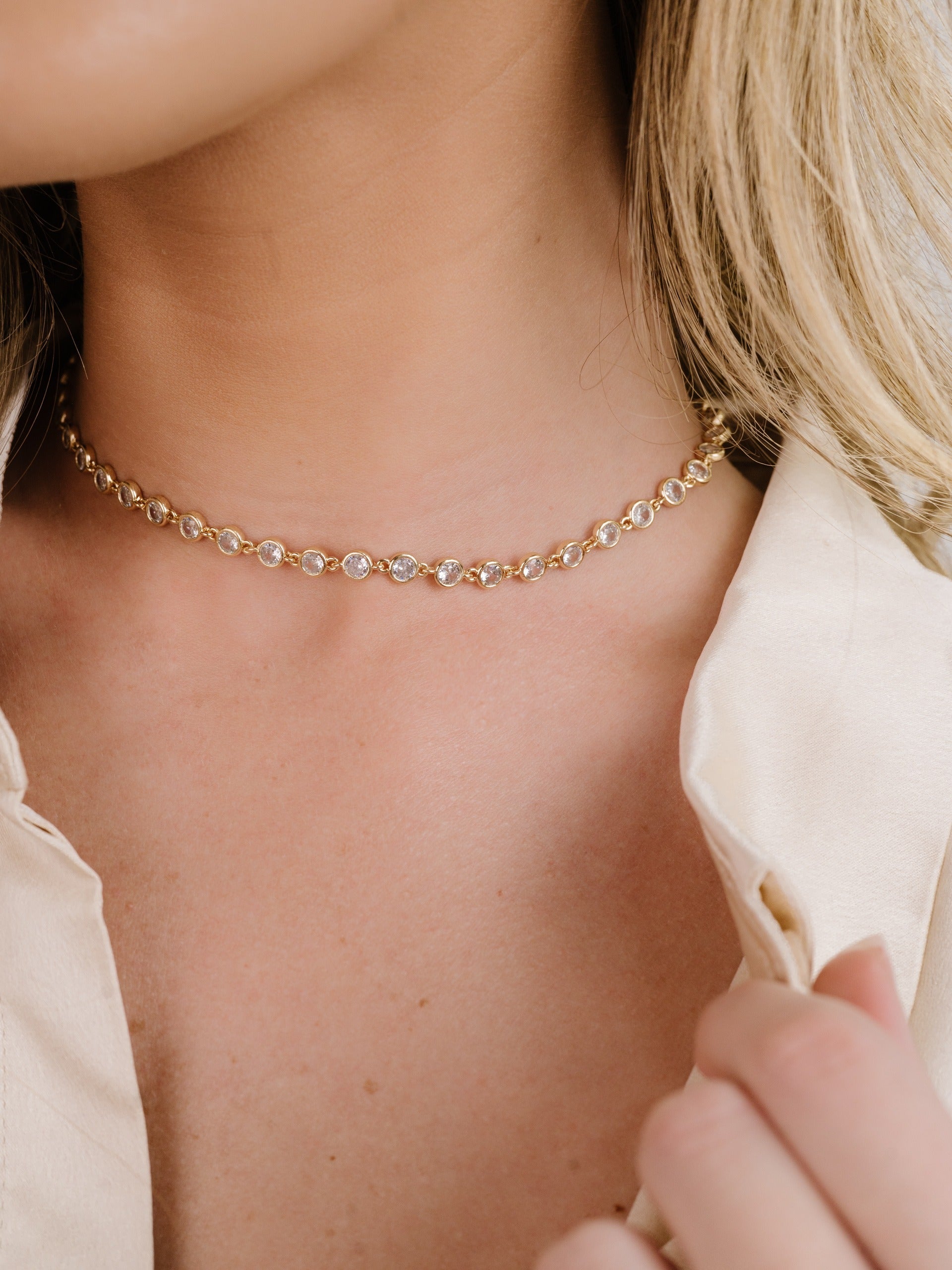 Crystal Disc and Link Necklace - elizabeth + Bern
