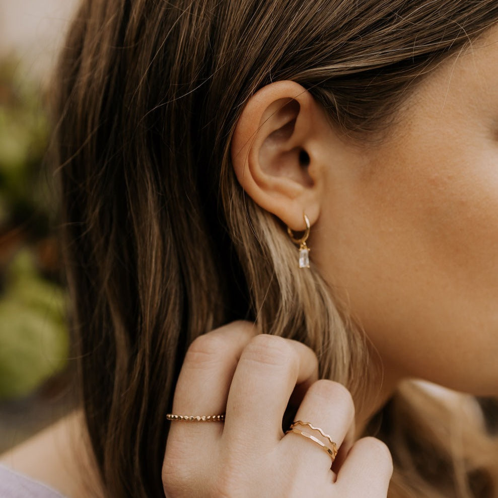 Sophie Baguette Diamond Dangle Hoops - elizabeth + Bern