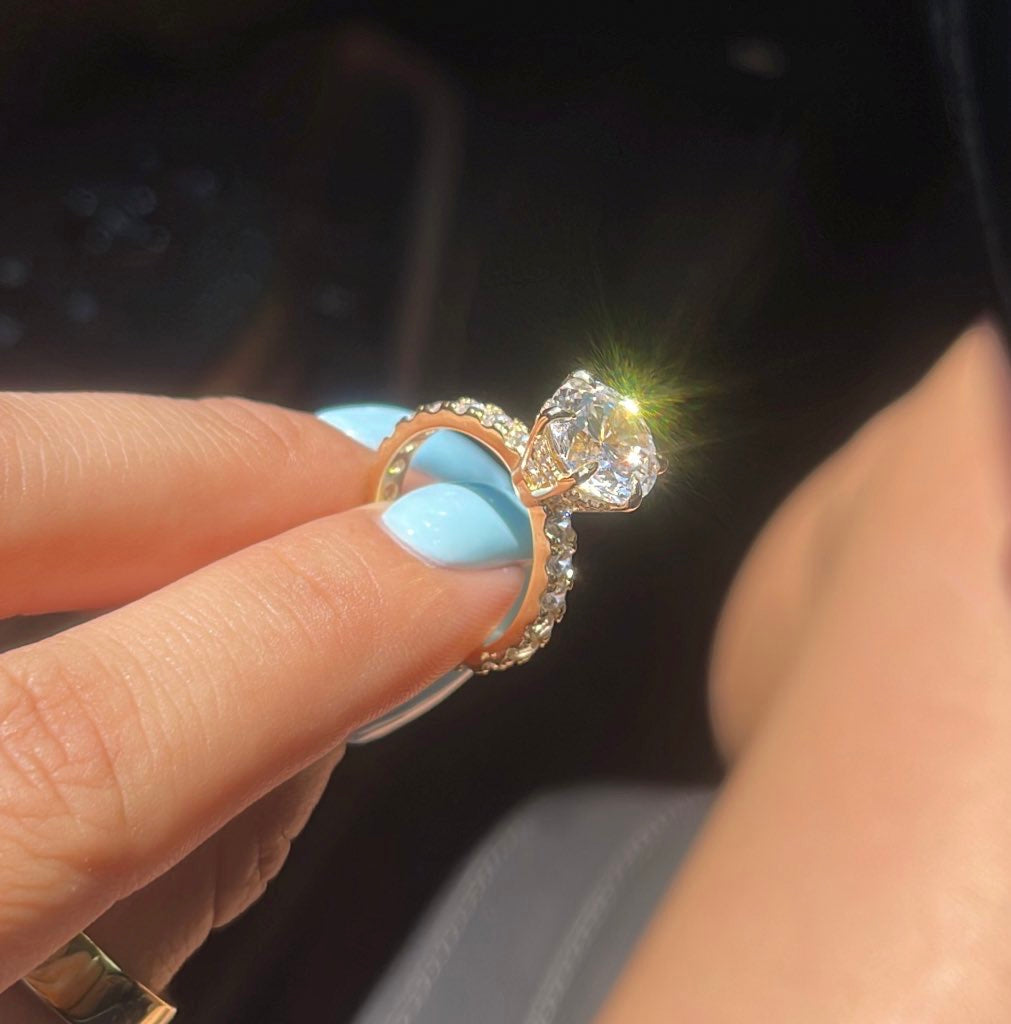 3.5ct Round Cut Moissanite Double Hidden Halo Engagement Ring - elizabeth + Bern