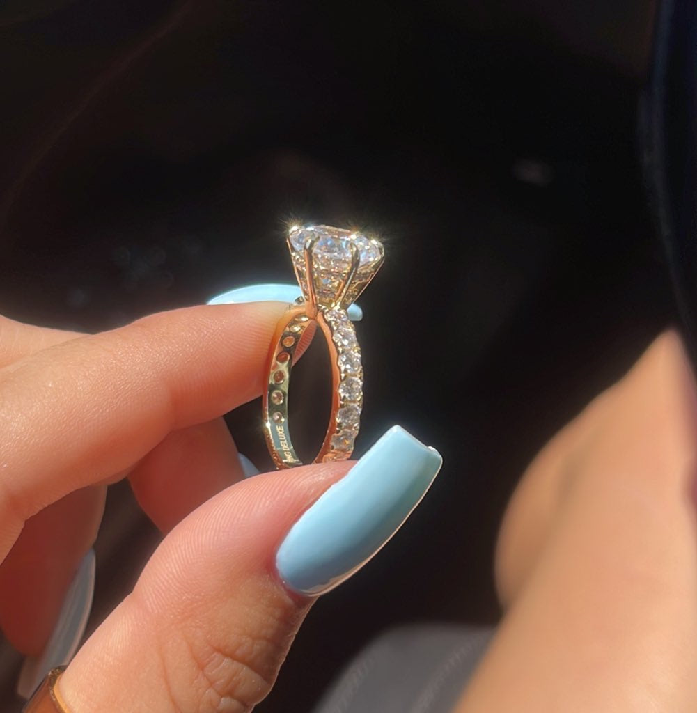 3.5ct Round Cut Moissanite Double Hidden Halo Engagement Ring - elizabeth + Bern