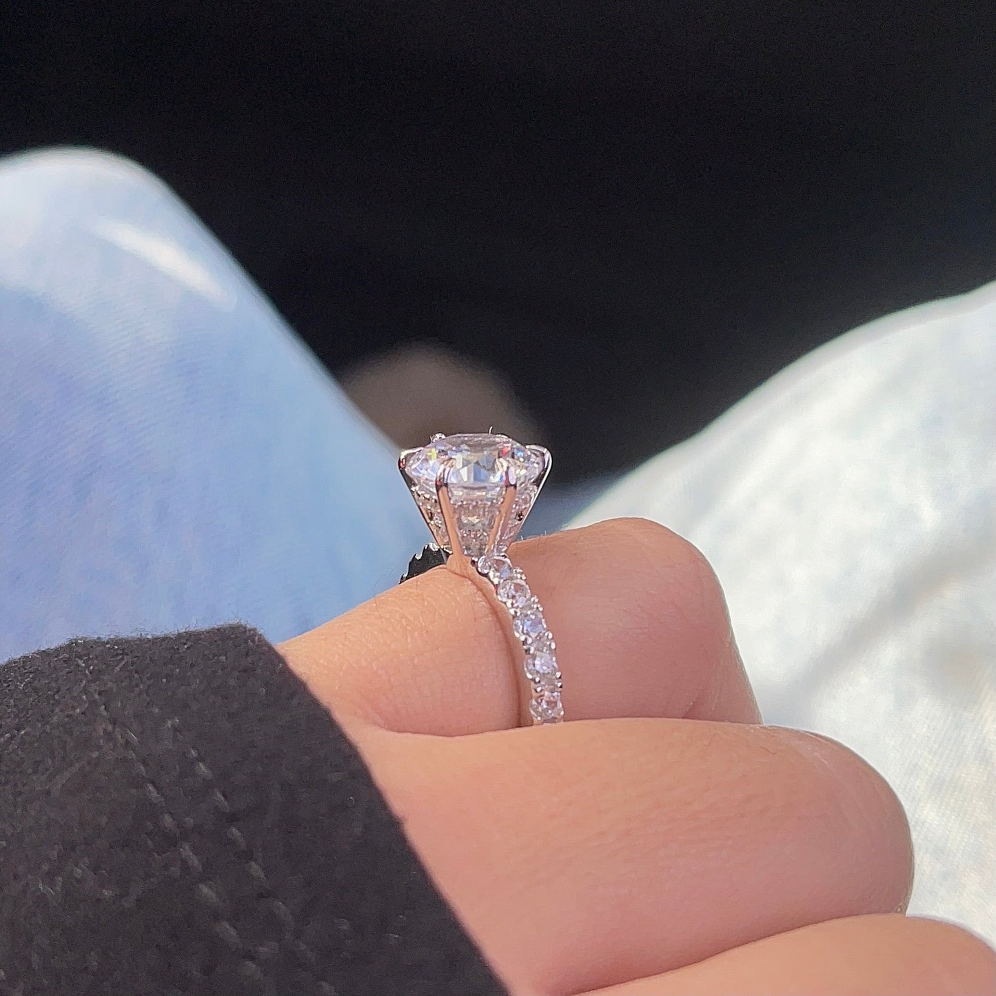 3.5ct Round Cut Moissanite Double Hidden Halo Engagement Ring - elizabeth + Bern
