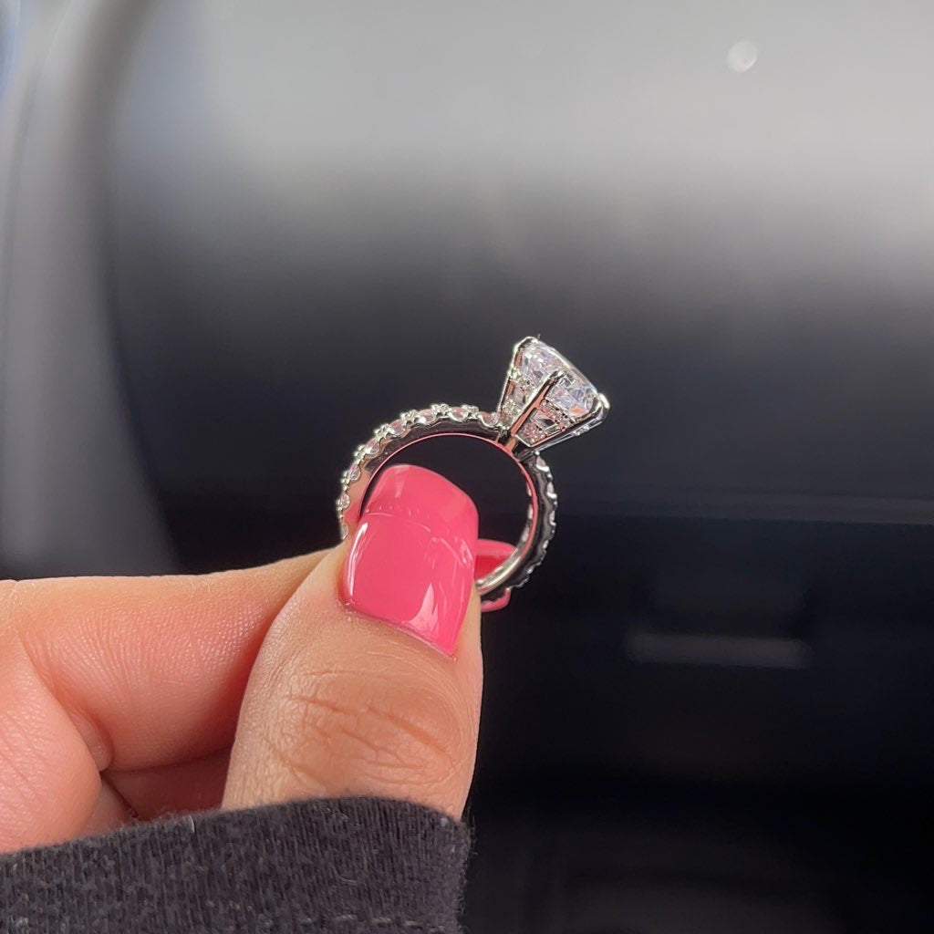 3.5ct Round Cut Moissanite Double Hidden Halo Engagement Ring - elizabeth + Bern