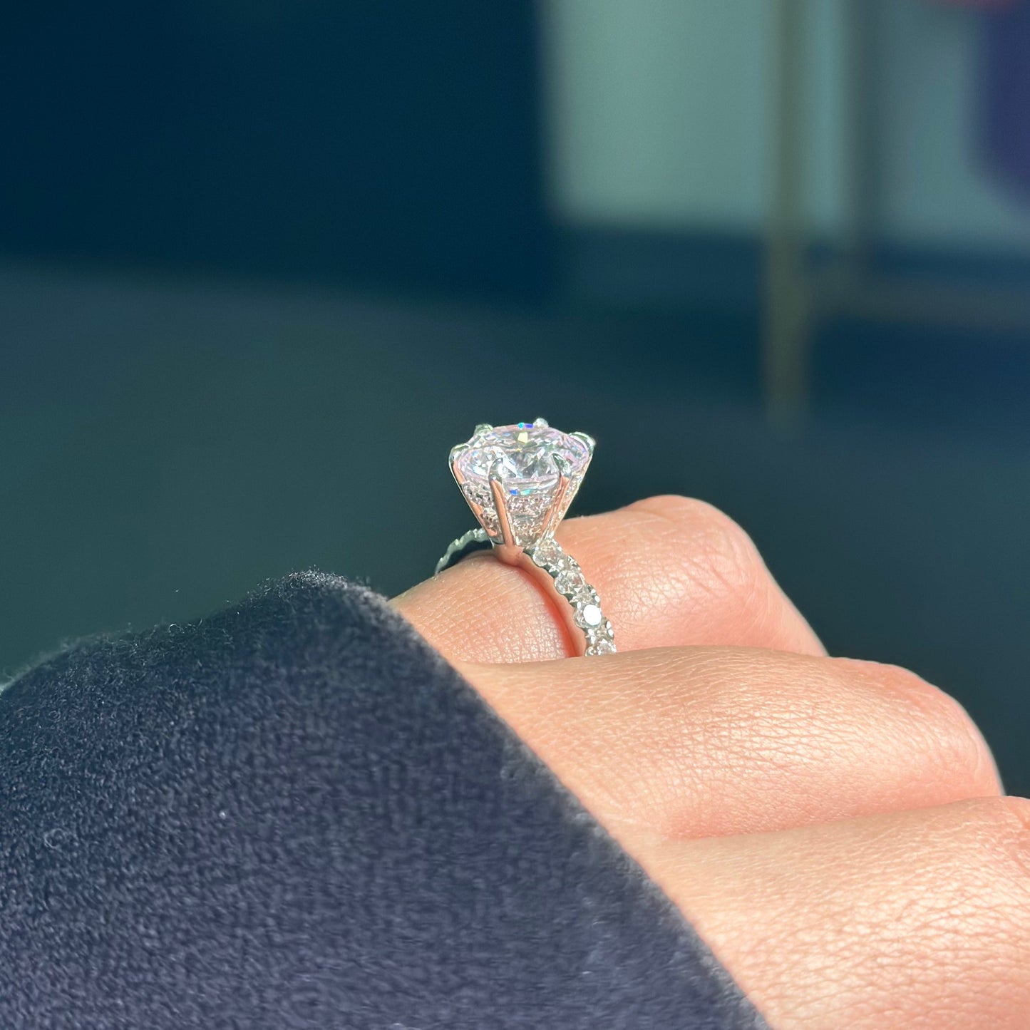 3.5ct Round Cut Moissanite Double Hidden Halo Engagement Ring - elizabeth + Bern