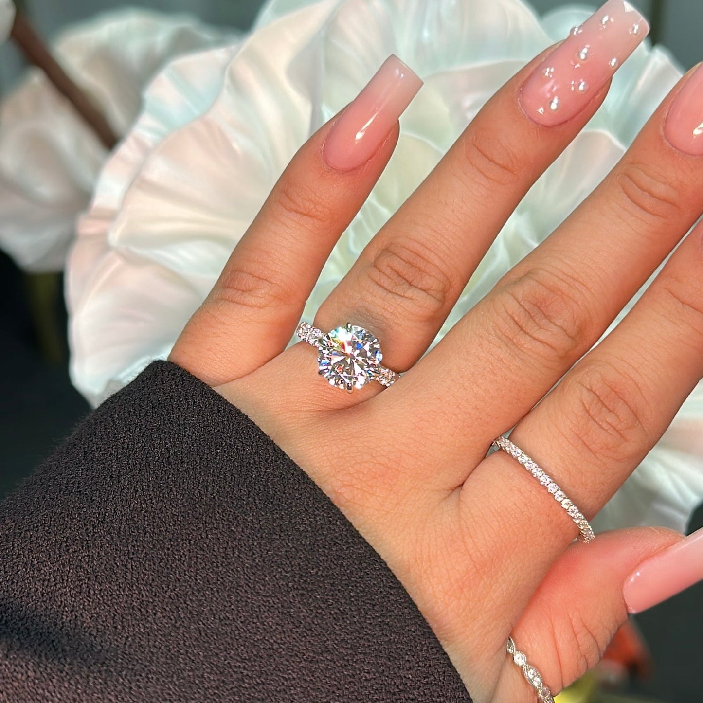 3.5ct Round Cut Moissanite Double Hidden Halo Engagement Ring - elizabeth + Bern
