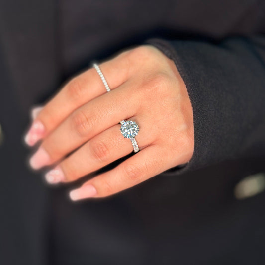3.5ct Round Cut Moissanite Double Hidden Halo Engagement Ring - elizabeth + Bern