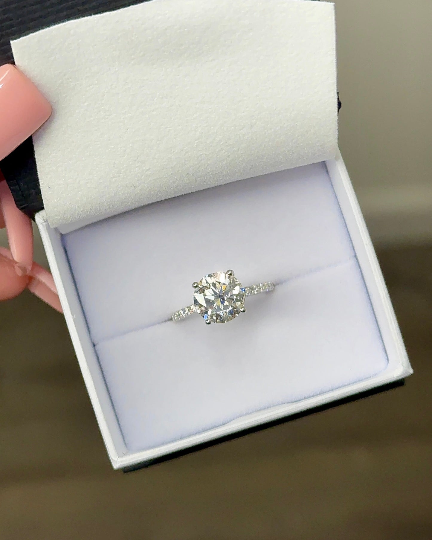 3.0ct Round Cut Moissanite Accented Engagement Ring - elizabeth + Bern