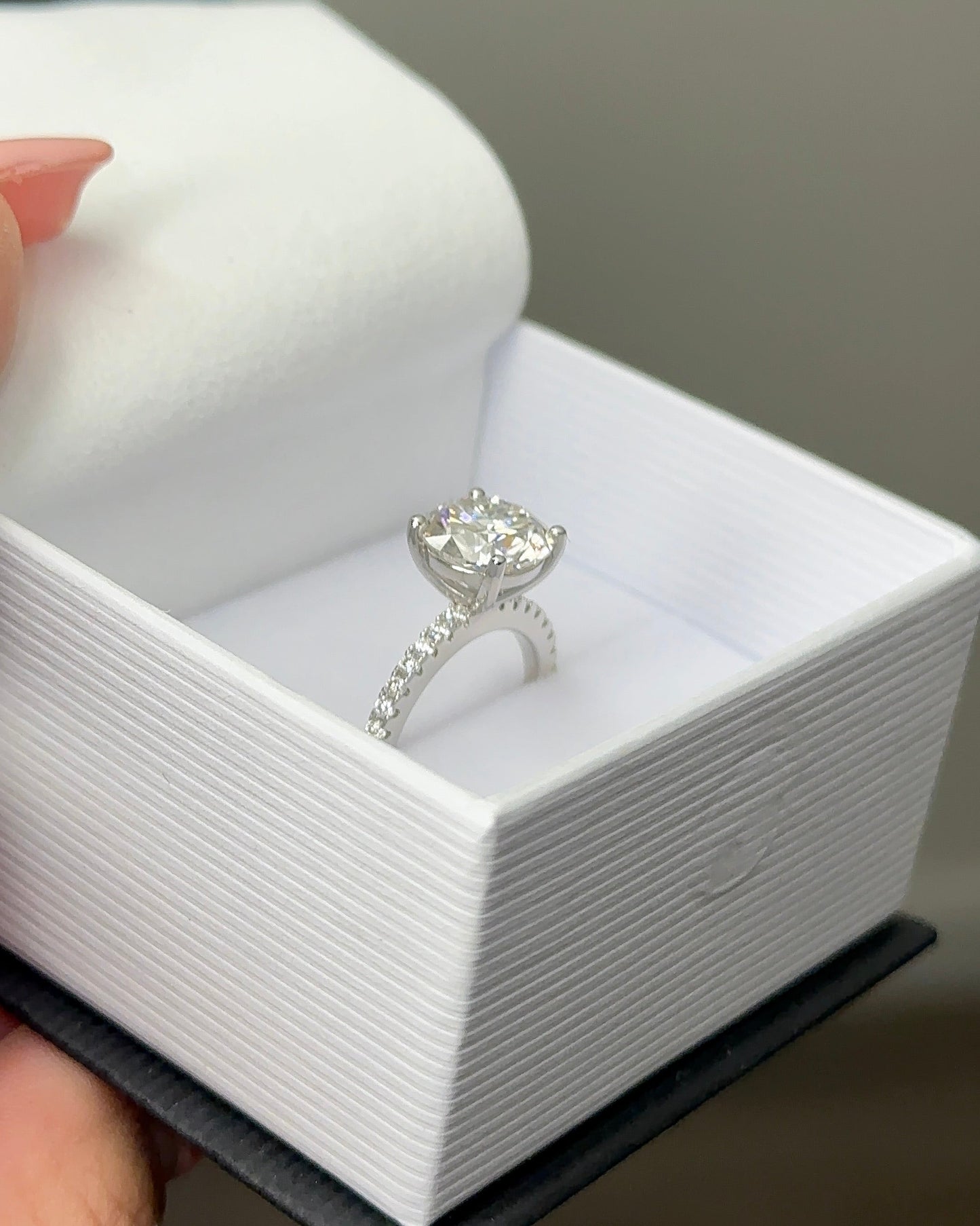 3.0ct Round Cut Moissanite Accented Engagement Ring - elizabeth + Bern