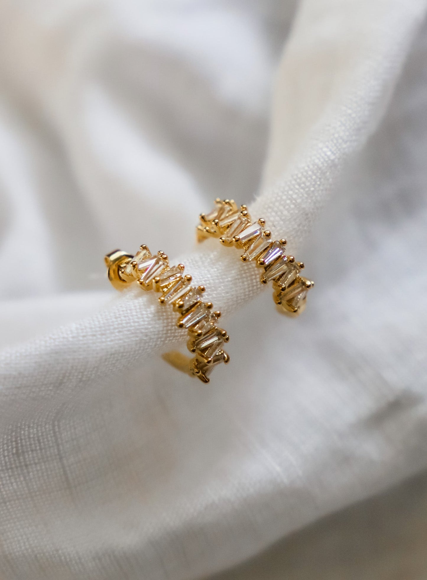 TAPERED BAGUETTE CZ HOOPS - elizabeth + Bern