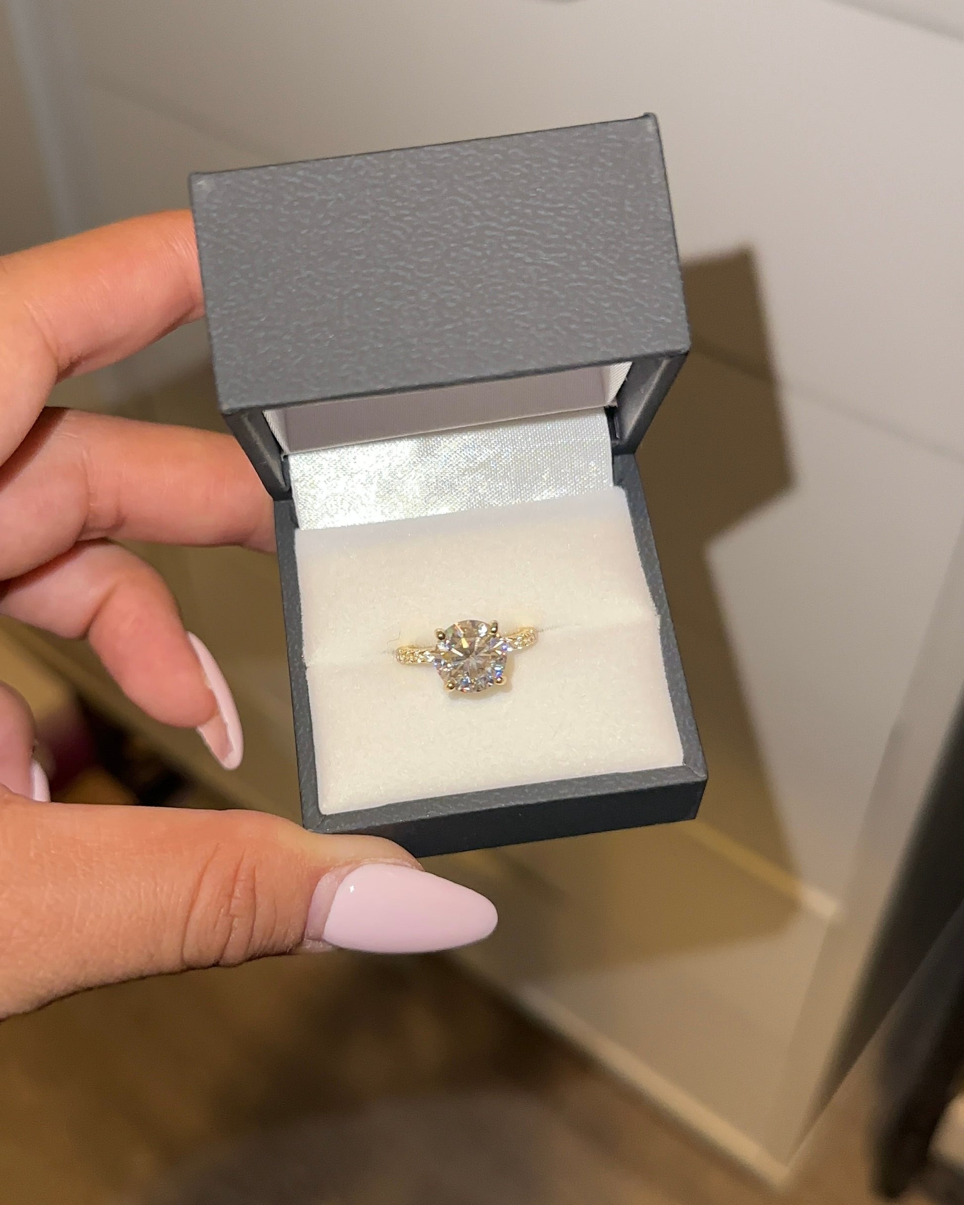 3.0ct Round Cut Moissanite Accented Engagement Ring - elizabeth + Bern