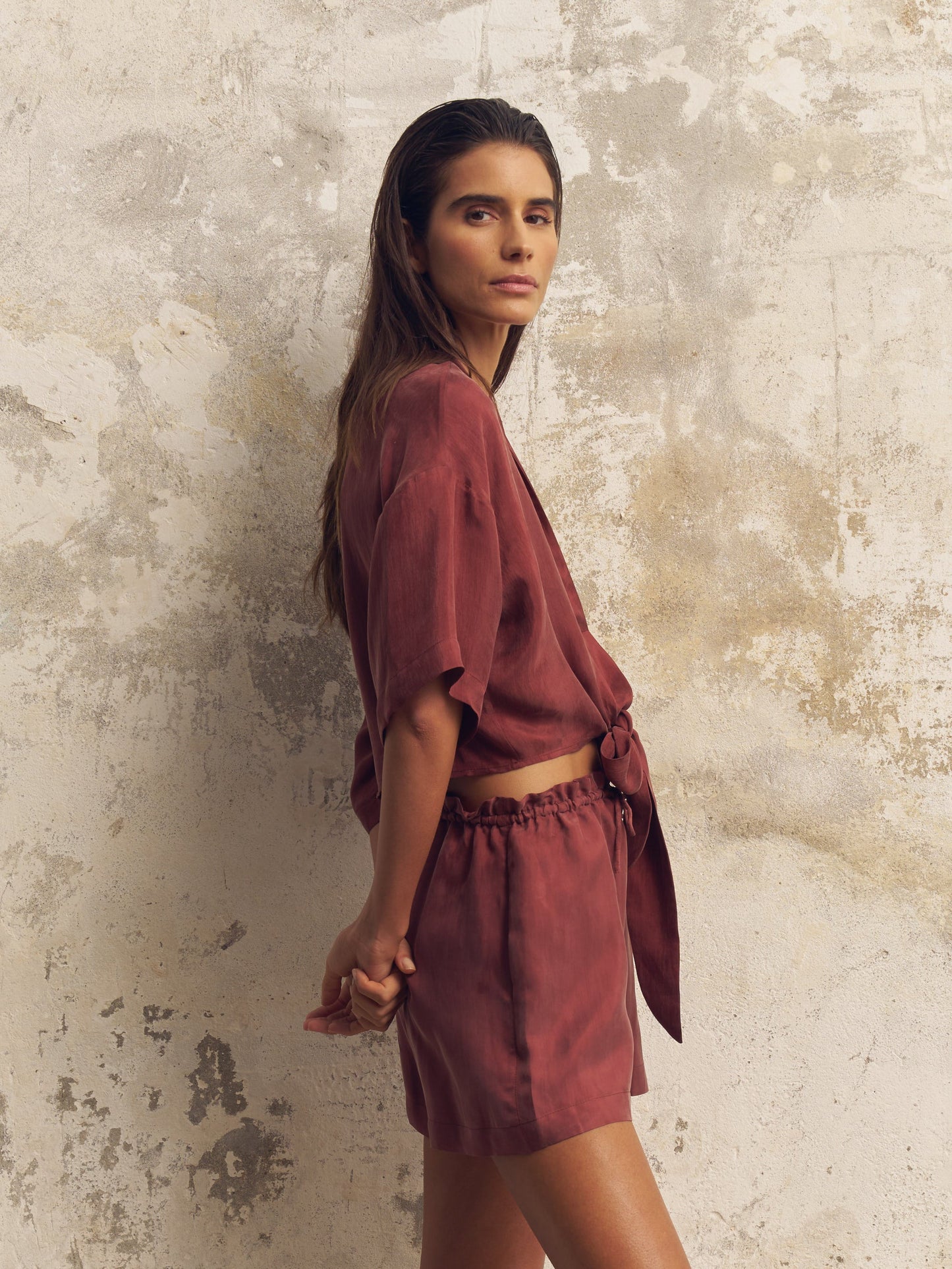 Lucid Tie Shirt - Burgundy - elizabeth + Bern