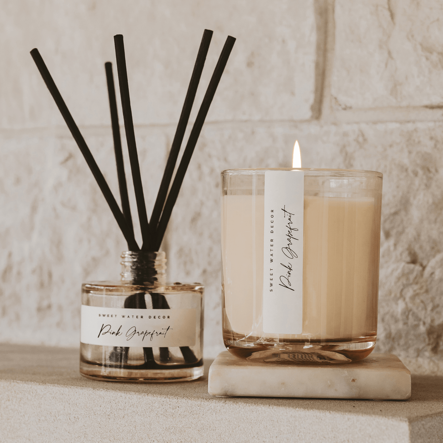 Pink Grapefruit Soy Candle - Tinted Glass Jar - 12 oz - elizabeth + Bern