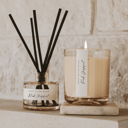Pink Grapefruit Soy Candle - Tinted Glass Jar - 12 oz - elizabeth + Bern