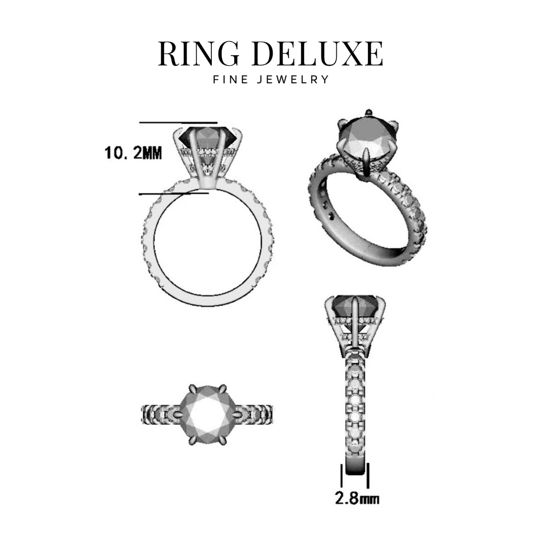3.5ct Round Cut Moissanite Double Hidden Halo Engagement Ring - elizabeth + Bern